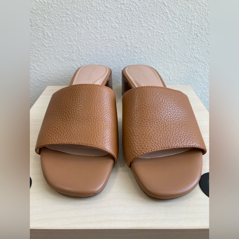 Cole Haan Caramel Leather Calli Single-Band Slide Mule Sandals Size 8B - Picture 3 of 10